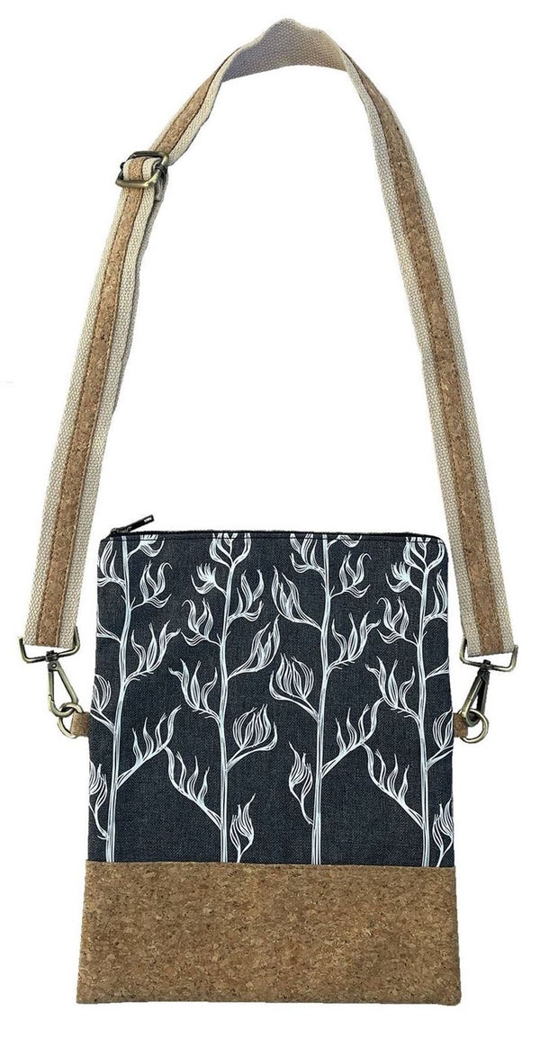 Handbag - Cork - Harakeke White on Grey