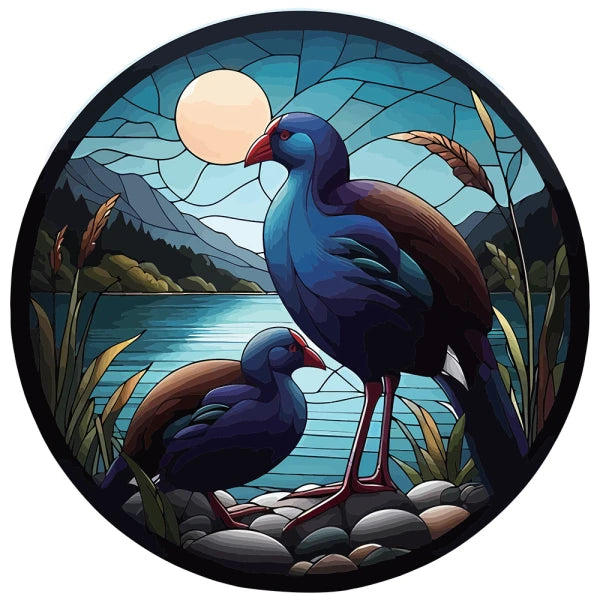Coloured Glass Hanger - Pukeko