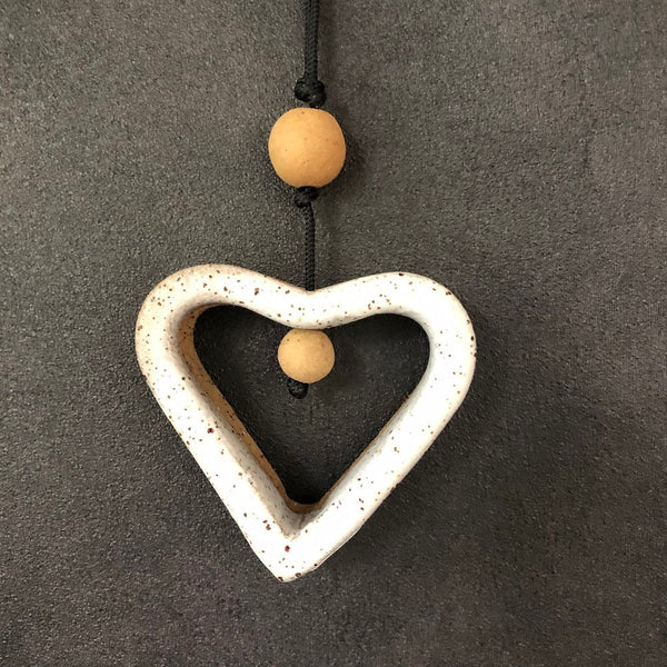 Heart Hanging - NZ Made Pottery - Mini Heart - White
