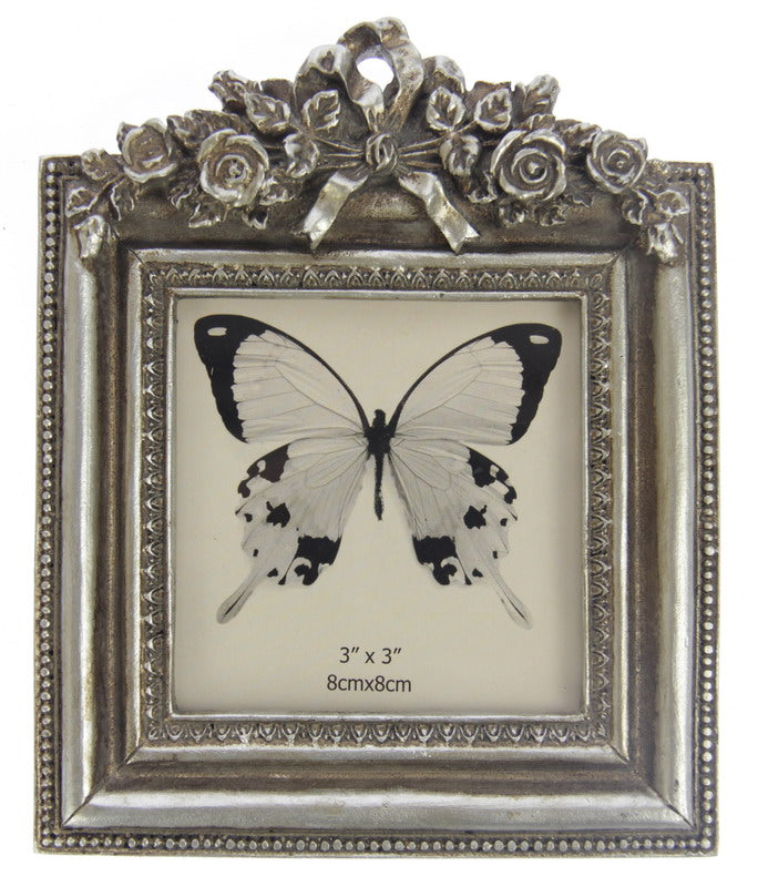 Photo Frame - Flowers Bow 3x3 Champagne