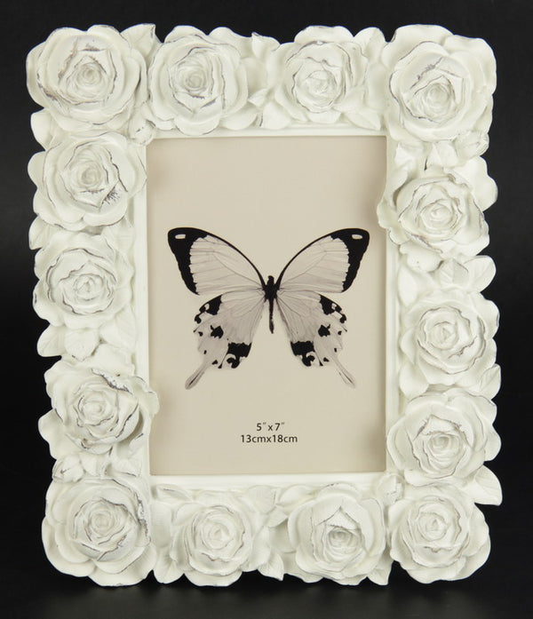 Photo Frame - Roses White