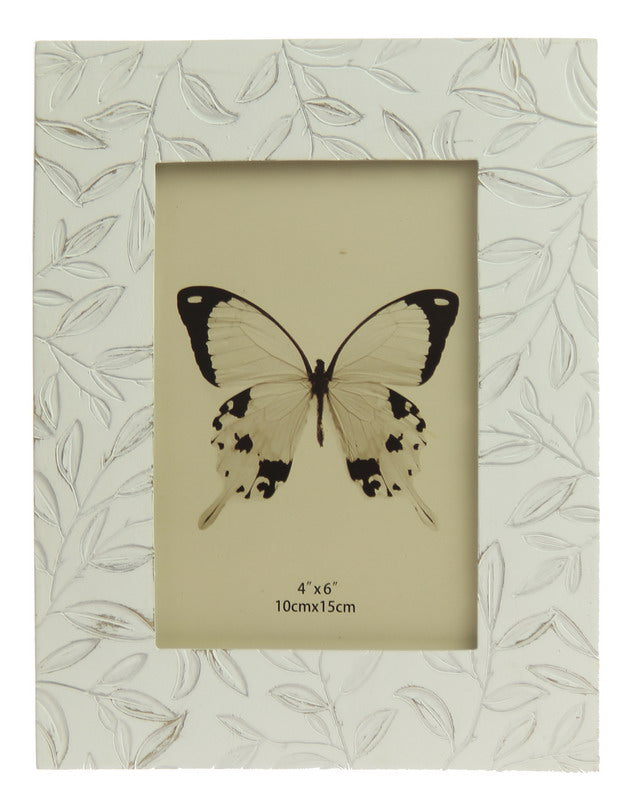 Photo Frame - Etched Leaves White