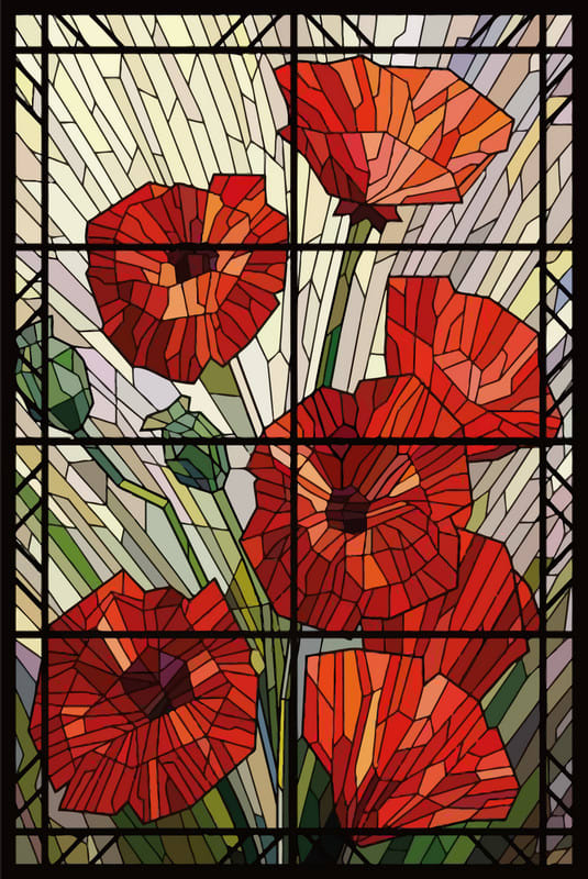 Glass Print - Poppies