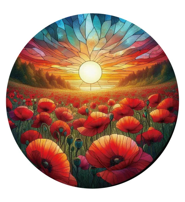 Coloured Glass Hanger - Poppies