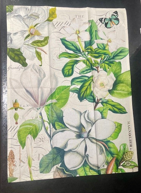 Tea Towel - Magnolia Petals 2 with Butterfly