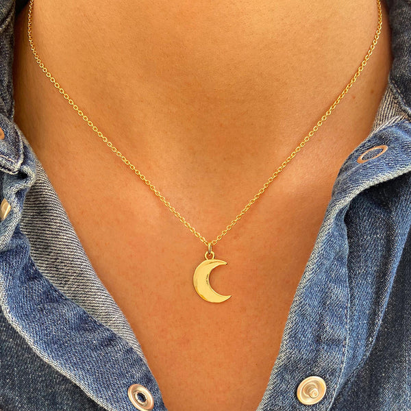 Necklace - Righteous and Kind - Moon crescent gold