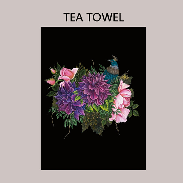 Tea Towel - Dahlia, Rose and Tui