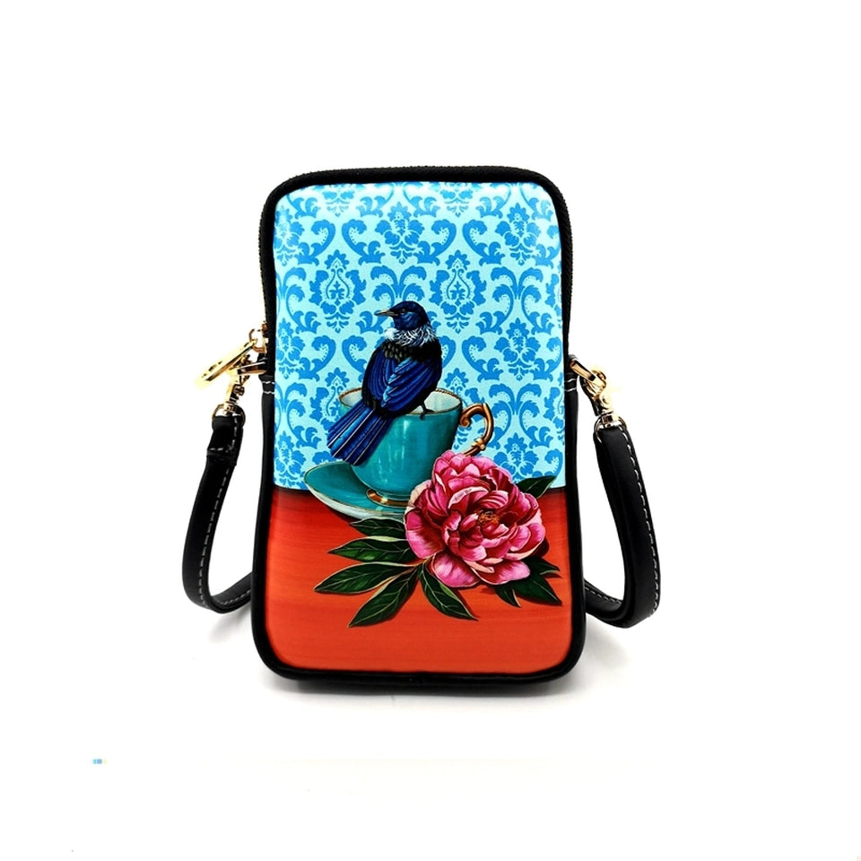 Bag - Cell Phone - Tui on Teacup with Peony