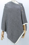 Poncho Top - Charcoal and Cream