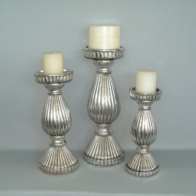 Candlesticks - Ribbed Chrome Look
