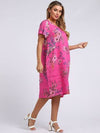 Fleur Classic Linen Dress - Fuchsia