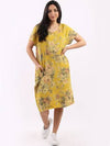 Fleur Pastel Linen Dress - Mustard