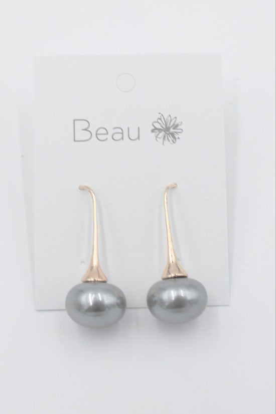 Earrings - Lux Grey Pearl