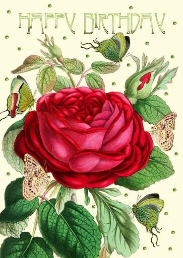Card - Rose Glittered Birthday