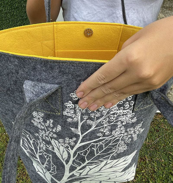 Shoulder Tote Bag - Rangiora Grey & Yellow