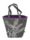 Shoulder Tote Bag - White Koromiko Grey & Purple