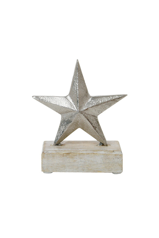 Star - Aluminum with Wood Base Small