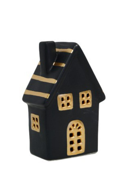 Black and Gold Ceramic House Small