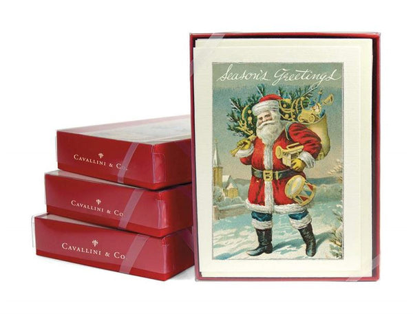 Christmas Santa Glitter - Boxed Card Pack of Ten